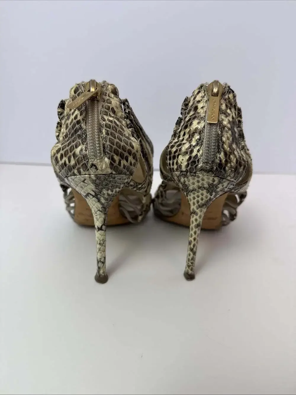 Jimmy Choo Snake print Leather Gladiator Heels 37